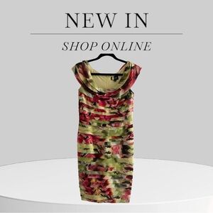 Adrianna Papell Multicolor Striped Mid Length Dress Size 8 Lined